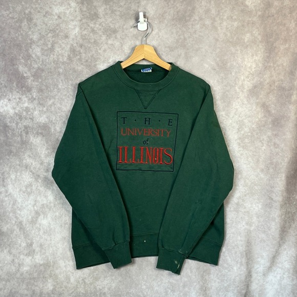 Vintage 90s Champion University of Illinois Crewneck Sweatshirt Mens Large - Picture 1 of 6